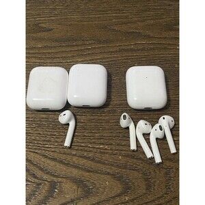 Lot of 5 Mixed 1st/2nd Gen Apple AirPods And 3 Charging Case (2 A1602, 1 A1938)